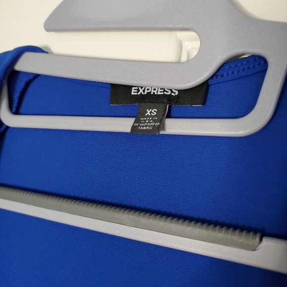 EXPRESS Faux Wrap Mini Blue Dress cap sleeves XS - Picture 2 of 8